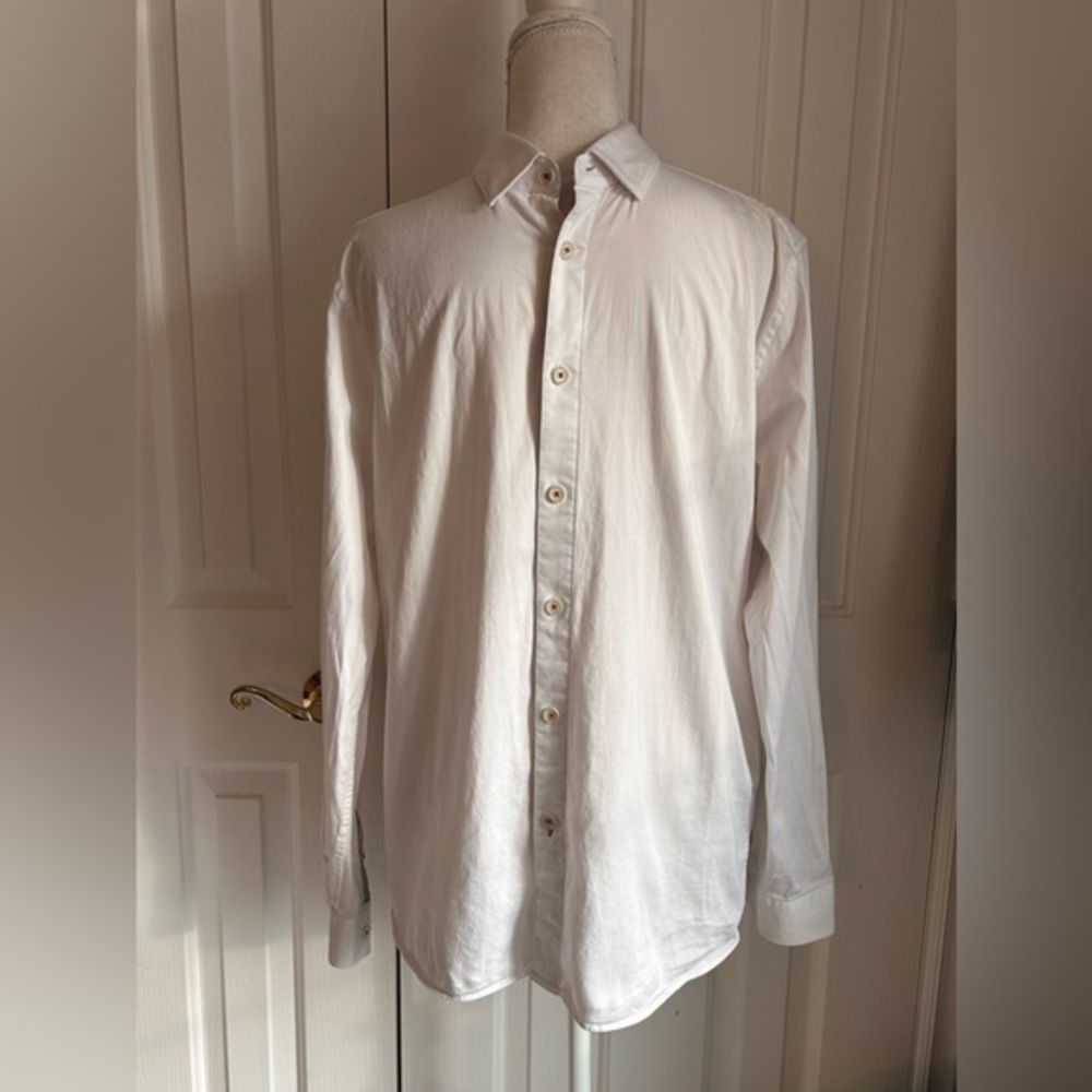 TED BAKER LONDON Men Shirt with Beautiful Details, White, Size 4